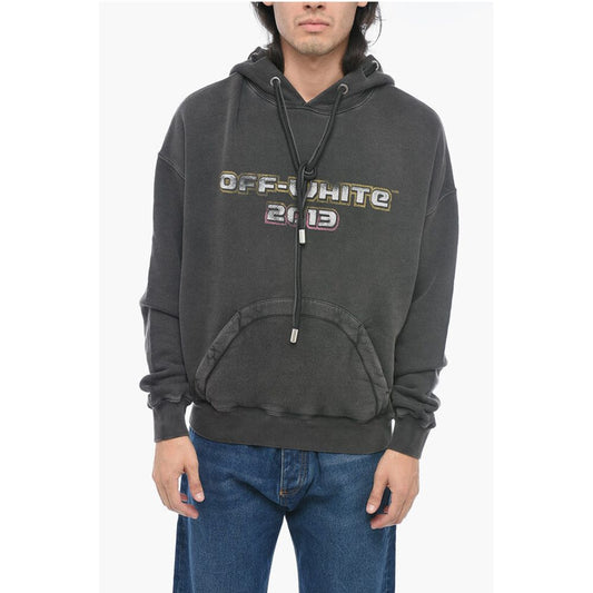 Printed Hoodie Sweatshirt with Eyelet Detail