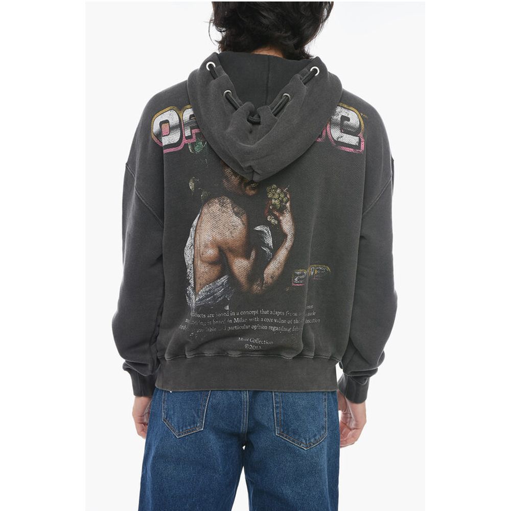 Printed Hoodie Sweatshirt with Eyelet Detail