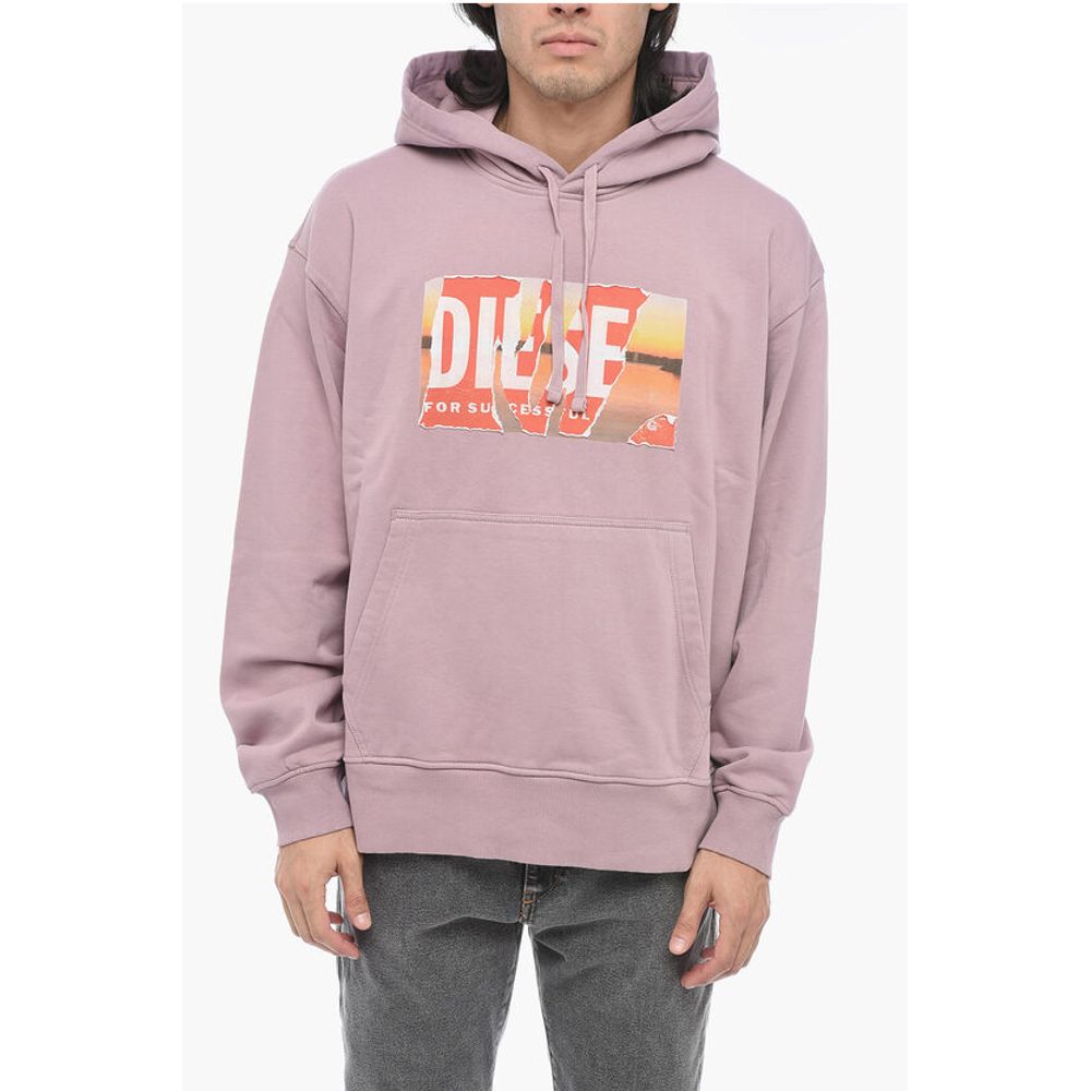 Distressed Effect Logo Print S-MACS-HOOD-POFF-L1 Hoodie