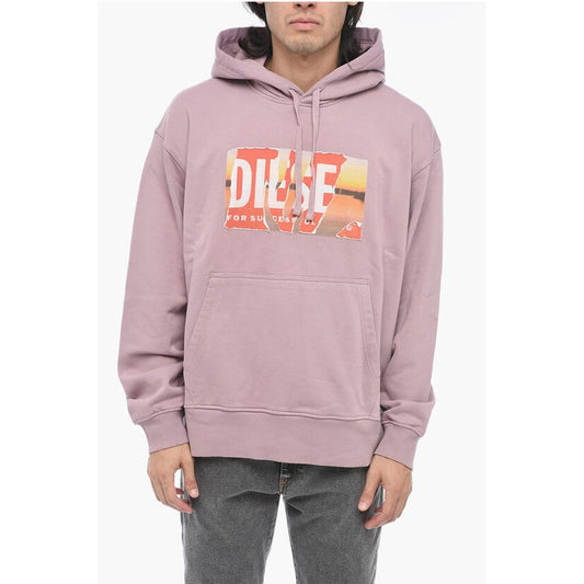 Distressed Effect Logo Print S-MACS-HOOD-POFF-L1 Hoodie