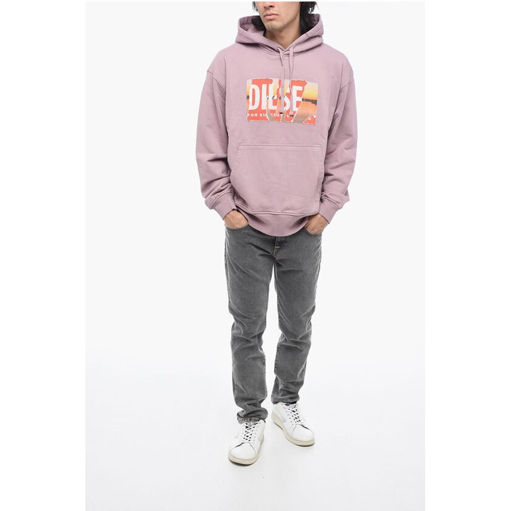 Distressed Effect Logo Print S-MACS-HOOD-POFF-L1 Hoodie