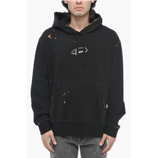 Distressed Effect S-MACS-L2 Hoodie With Embroidered Logo