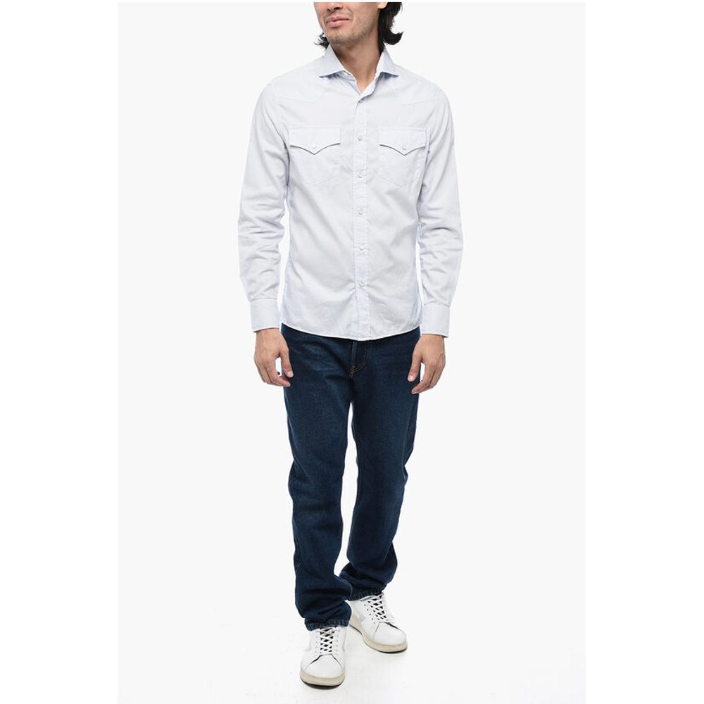 Leisure-fit Shirt with Jewel Buttons