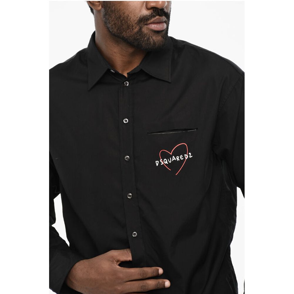 Dropped Shoulder Shirt with Contrasting Logo
