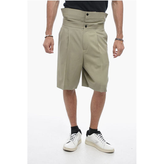 Virgin Wool Shorts with Cuffed Waistband