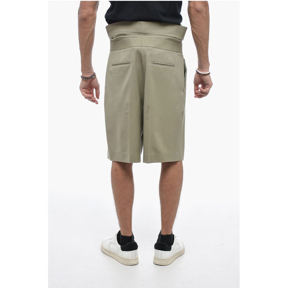 Virgin Wool Shorts with Cuffed Waistband