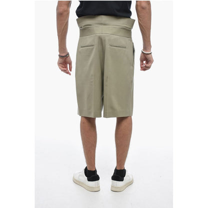 Virgin Wool Shorts with Cuffed Waistband