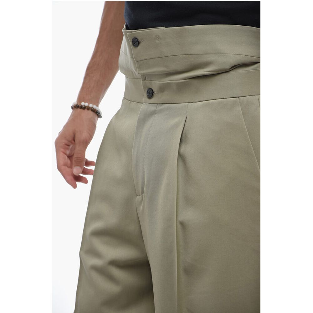 Virgin Wool Shorts with Cuffed Waistband