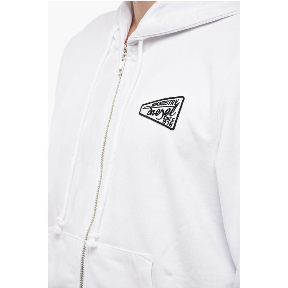 Solid Color S-GINN Sweatshirt with Hood and Zip Closure