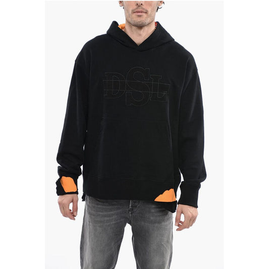 Vintage-Effect S-MACROT Hoodie with Maxi Fleeced Logo