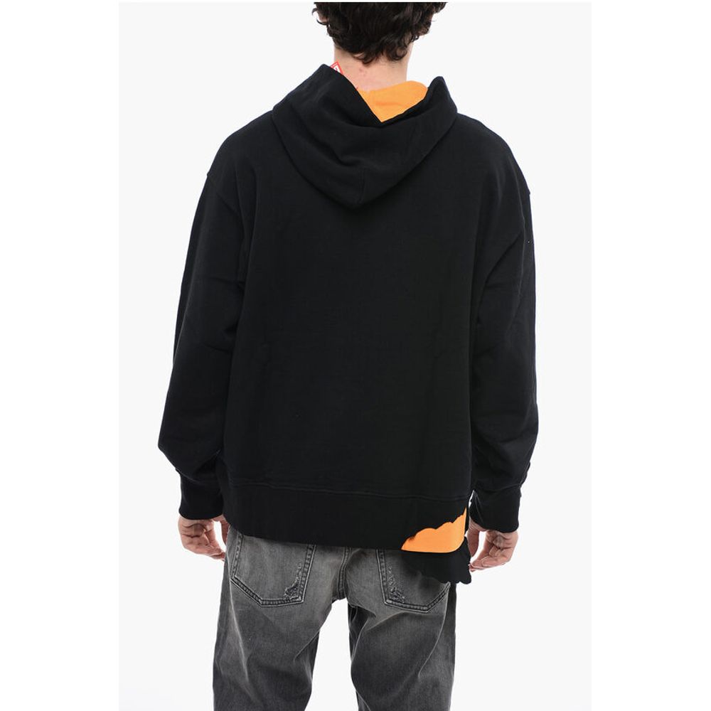 Vintage-Effect S-MACROT Hoodie with Maxi Fleeced Logo