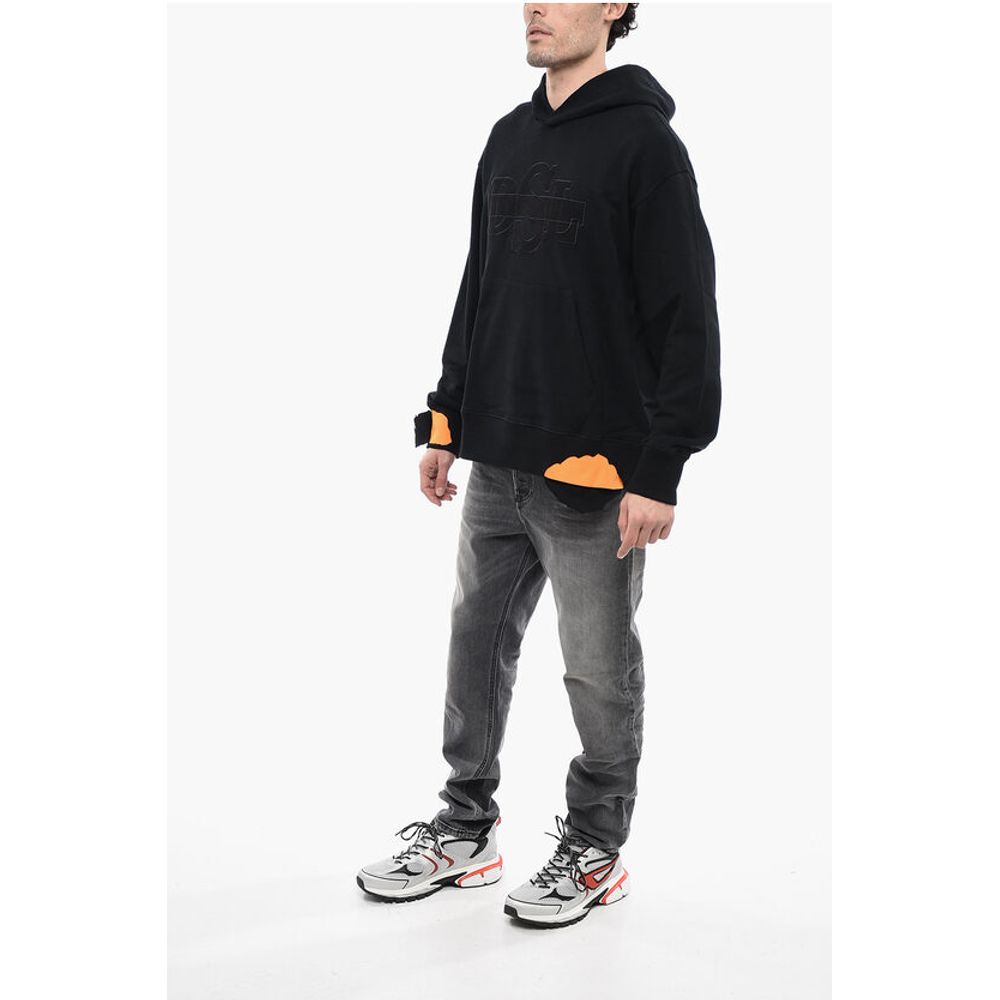 Vintage-Effect S-MACROT Hoodie with Maxi Fleeced Logo