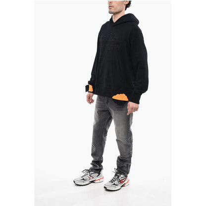 Vintage-Effect S-MACROT Hoodie with Maxi Fleeced Logo