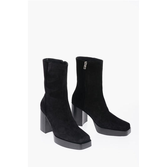 Square Toe Sueede Booties Heel 10cm