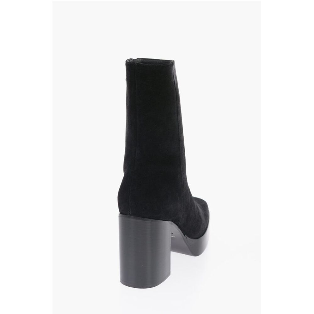 Square Toe Sueede Booties Heel 10cm
