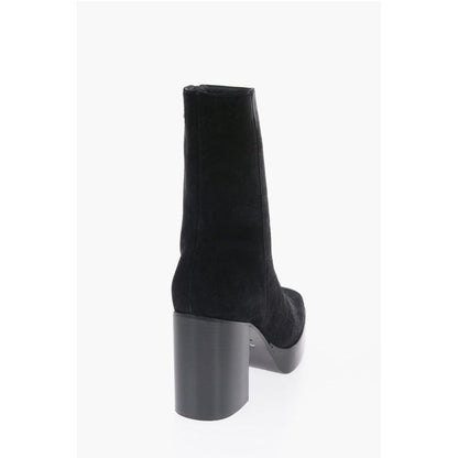 Square Toe Sueede Booties Heel 10cm