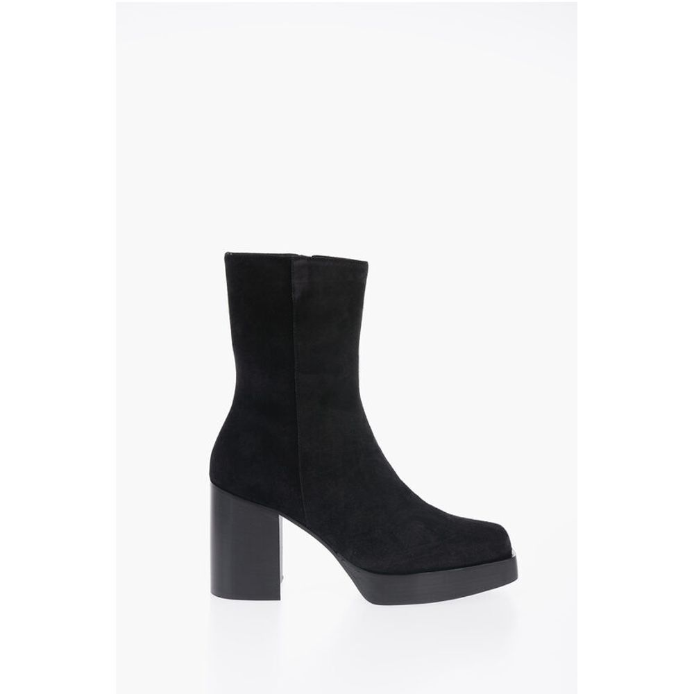 Square Toe Sueede Booties Heel 10cm