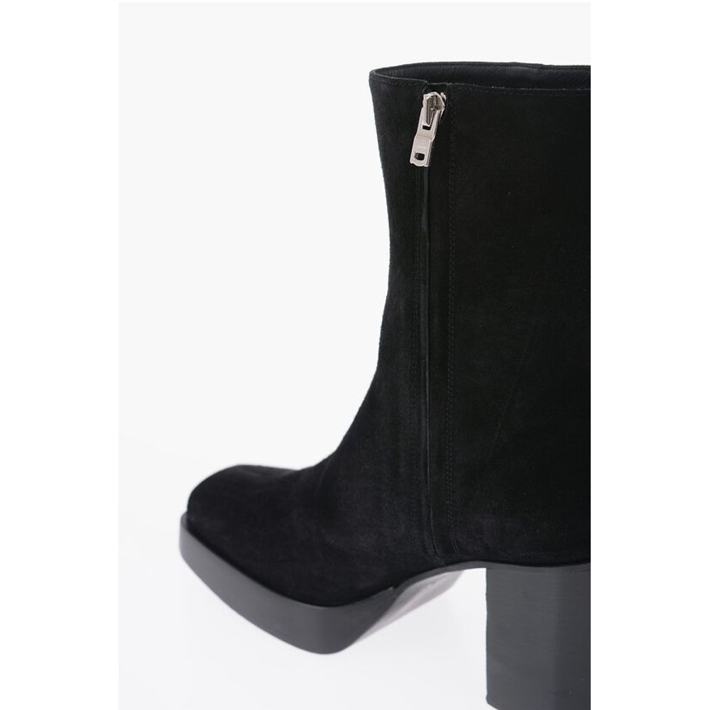 Square Toe Sueede Booties Heel 10cm