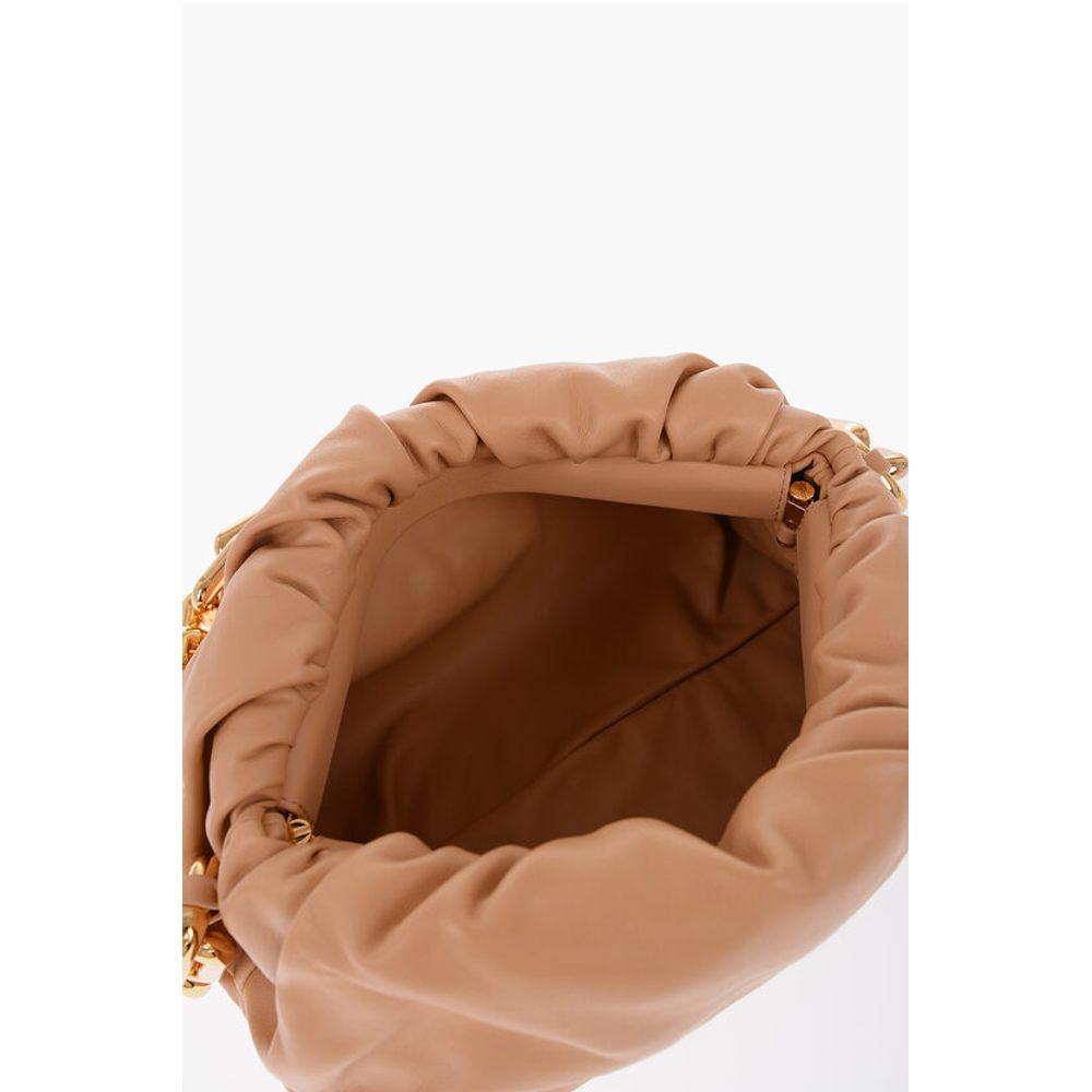 Leather THE CHAIN POUCH Bag with Magnetic Closure