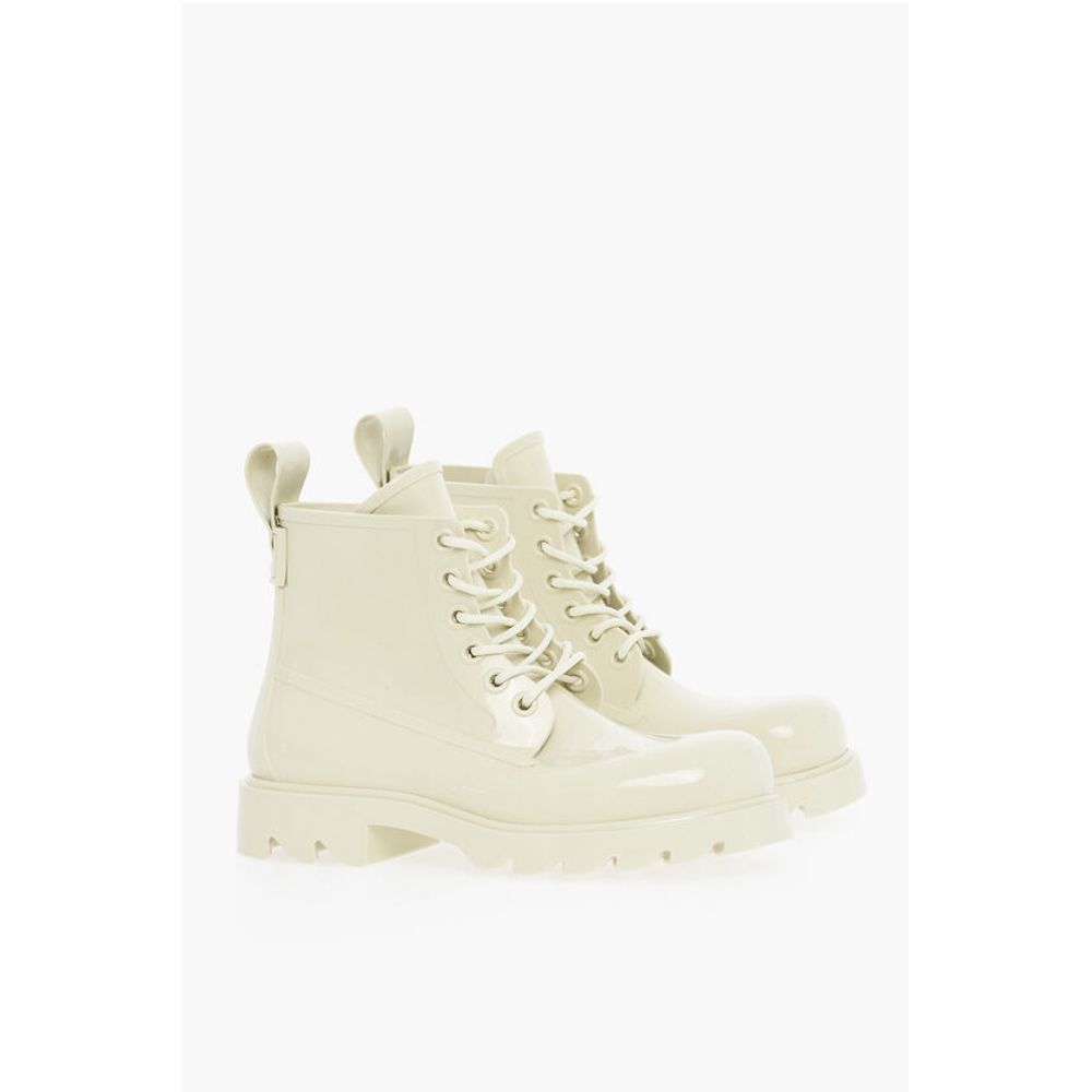 Shiny Rubber Ankle Boots with Round Toe