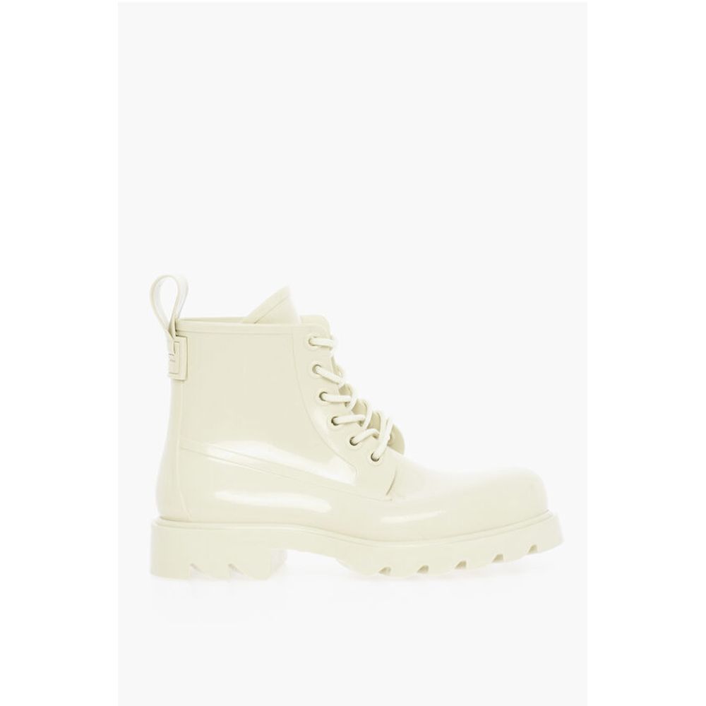 Shiny Rubber Ankle Boots with Round Toe
