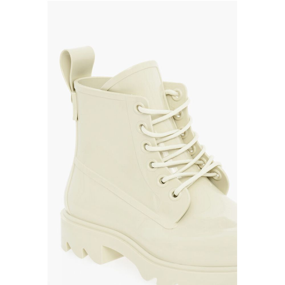 Shiny Rubber Ankle Boots with Round Toe