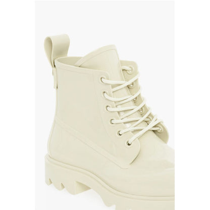 Shiny Rubber Ankle Boots with Round Toe