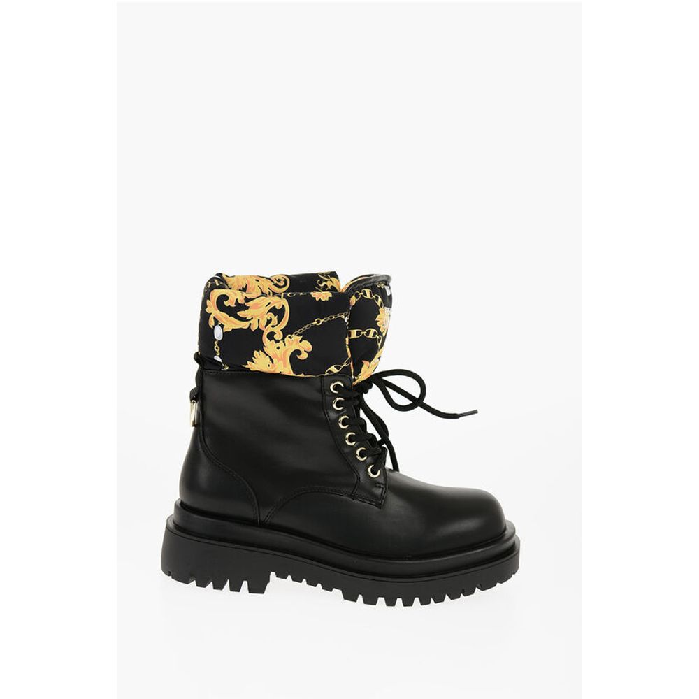 JEANS COUTURE Faux Leather DREW Combat Boots with Baroque Mo
