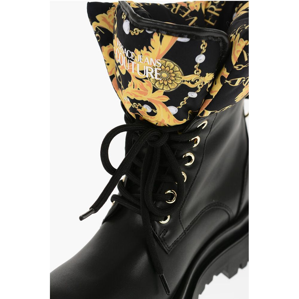 JEANS COUTURE Faux Leather DREW Combat Boots with Baroque Mo