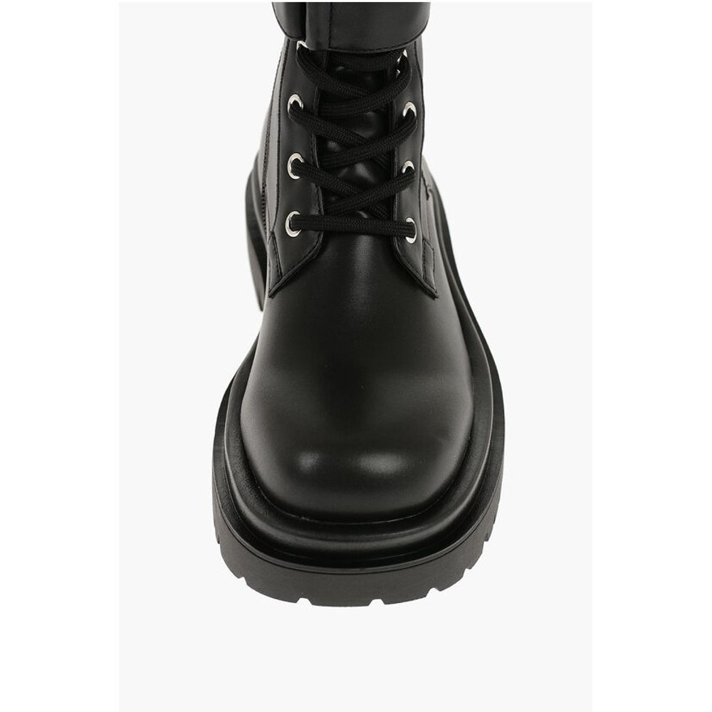 JEANS COUTURE Faux Leather DREW Combat Boots with Metal Logo