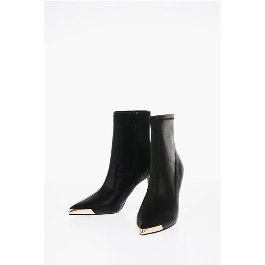 JEANS COUTURE Faux Leather Point Toe Booties 8cm