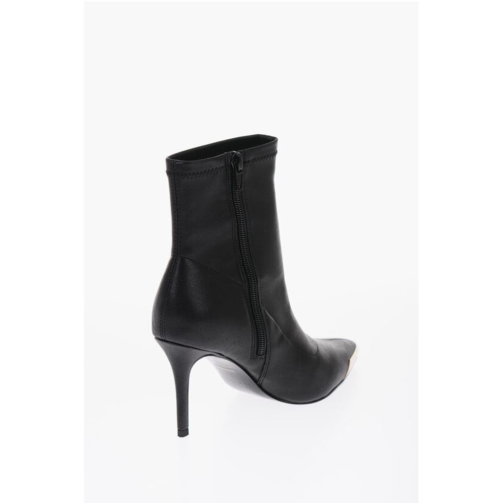 JEANS COUTURE Faux Leather Point Toe Booties 8cm