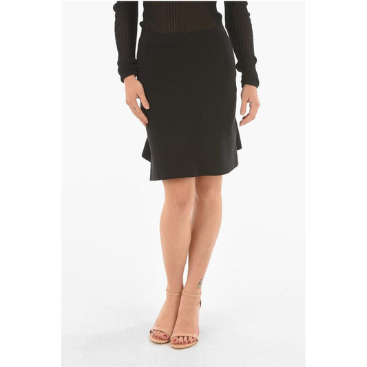 Stretched Wool Godets Miniskirt with Waist Drawstring