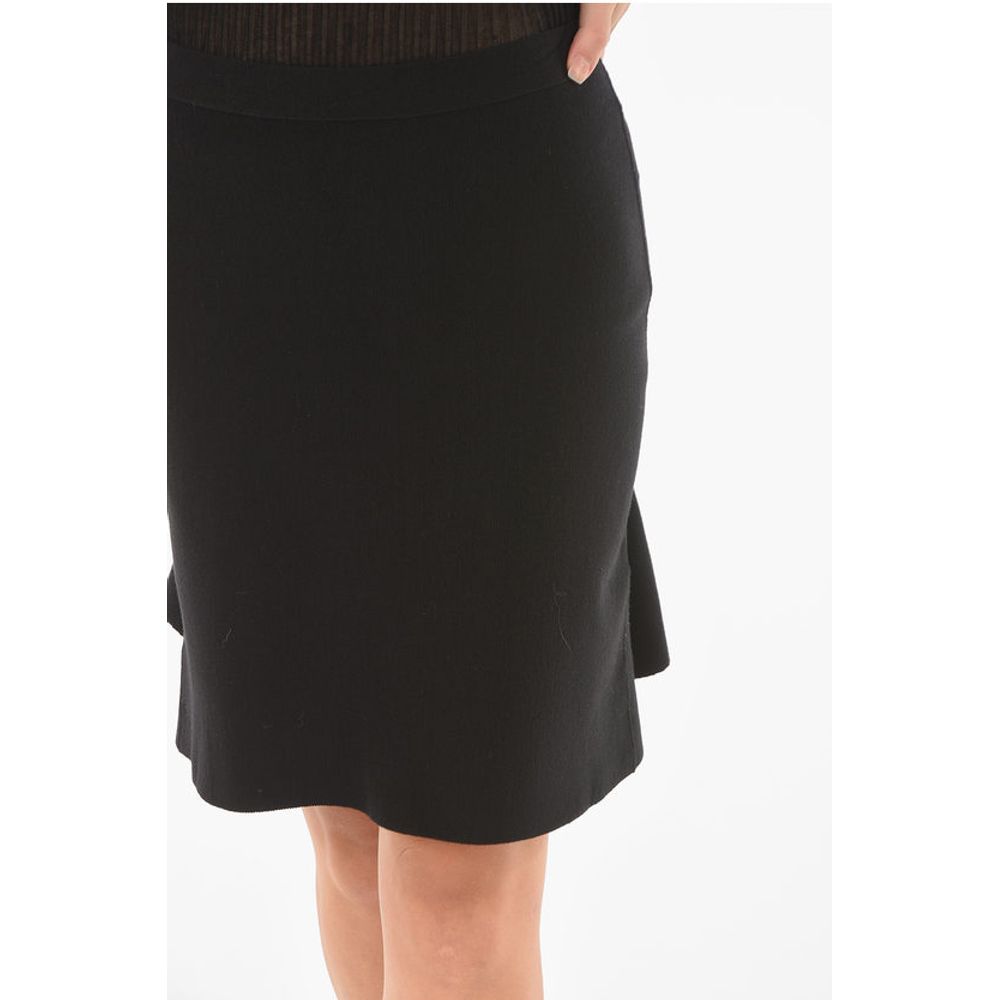 Stretched Wool Godets Miniskirt with Waist Drawstring