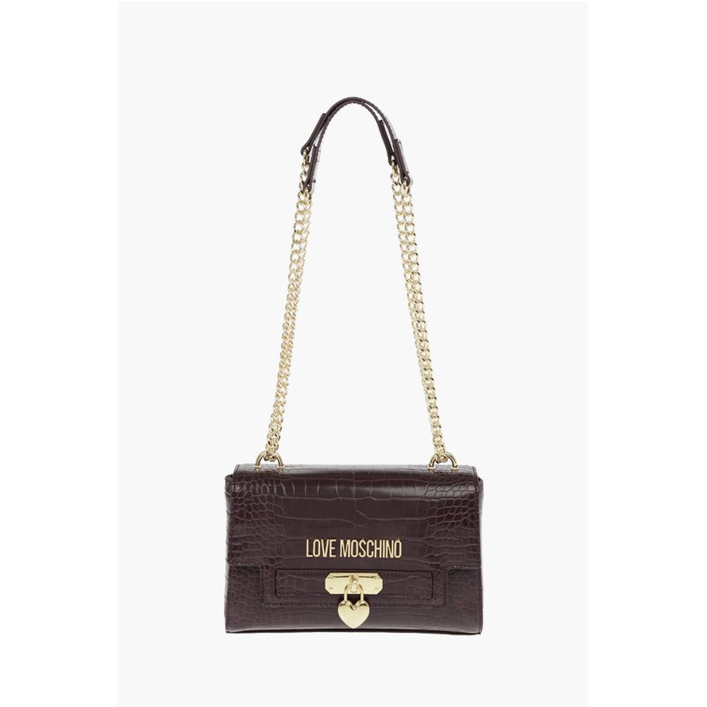 LOVE Crocodile Printed Faux Leather Crossbody Bag