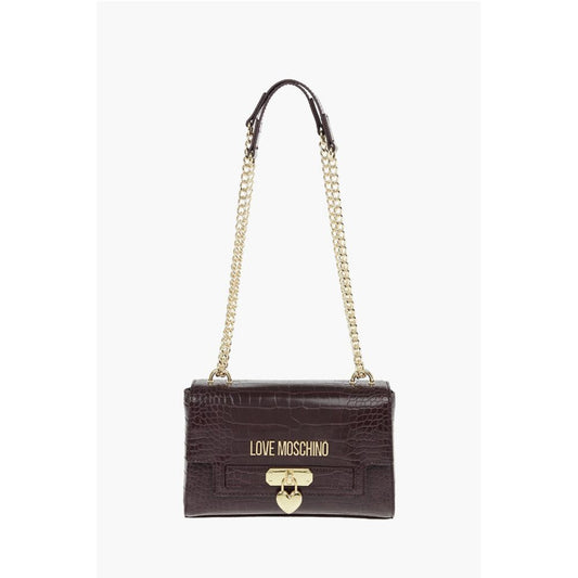 LOVE Crocodile Printed Faux Leather Crossbody Bag