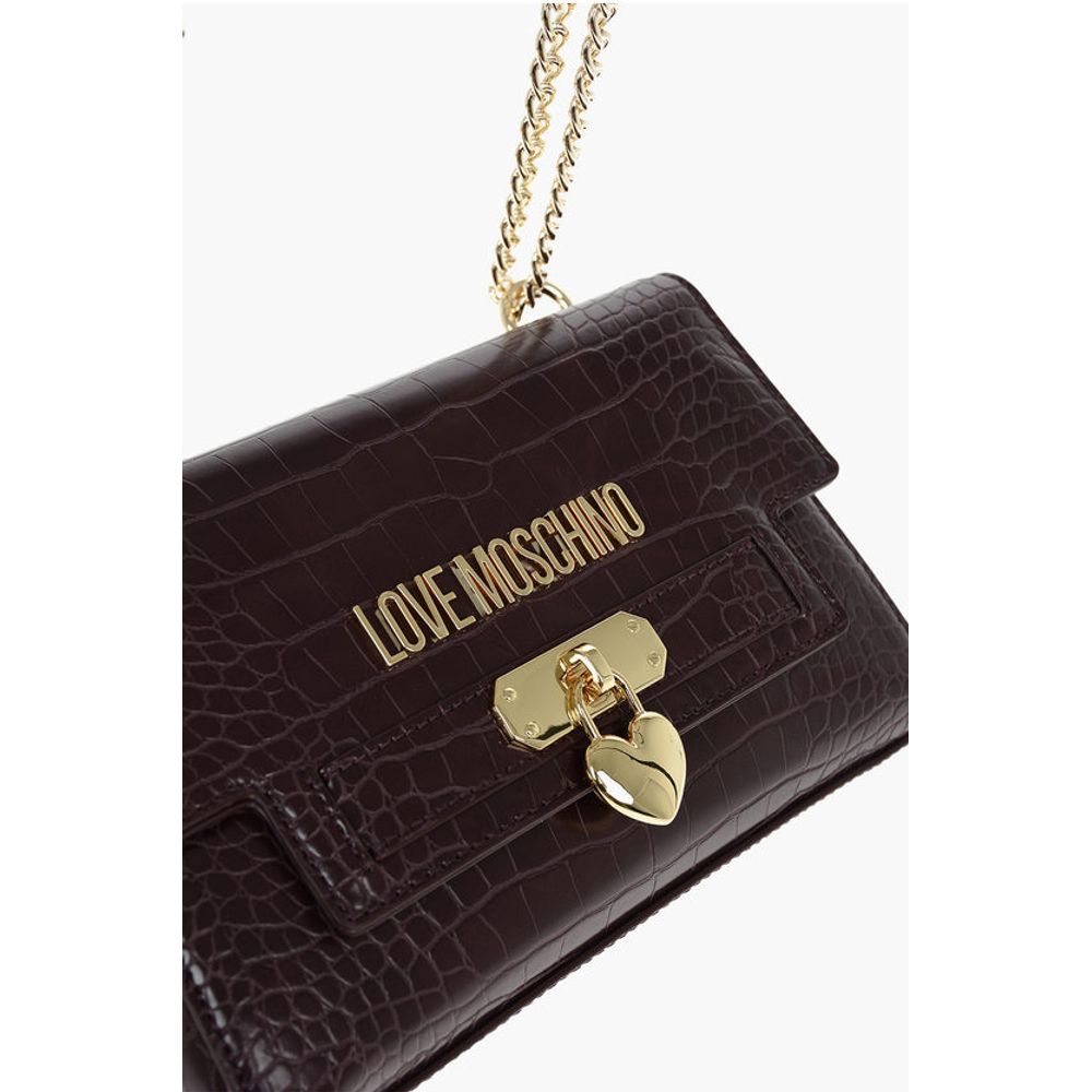LOVE Crocodile Printed Faux Leather Crossbody Bag