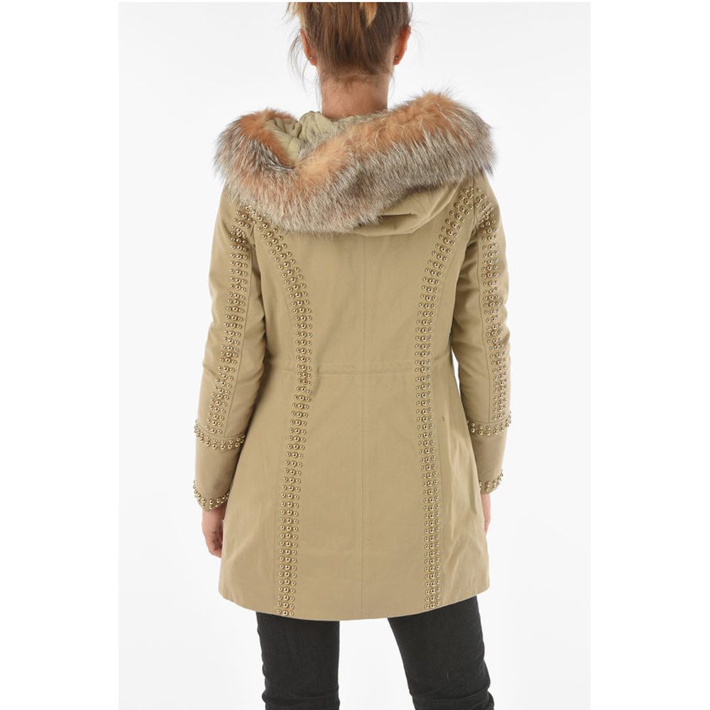 COUTURE Studded Fox Fur Edged AMAZING FUR Parka