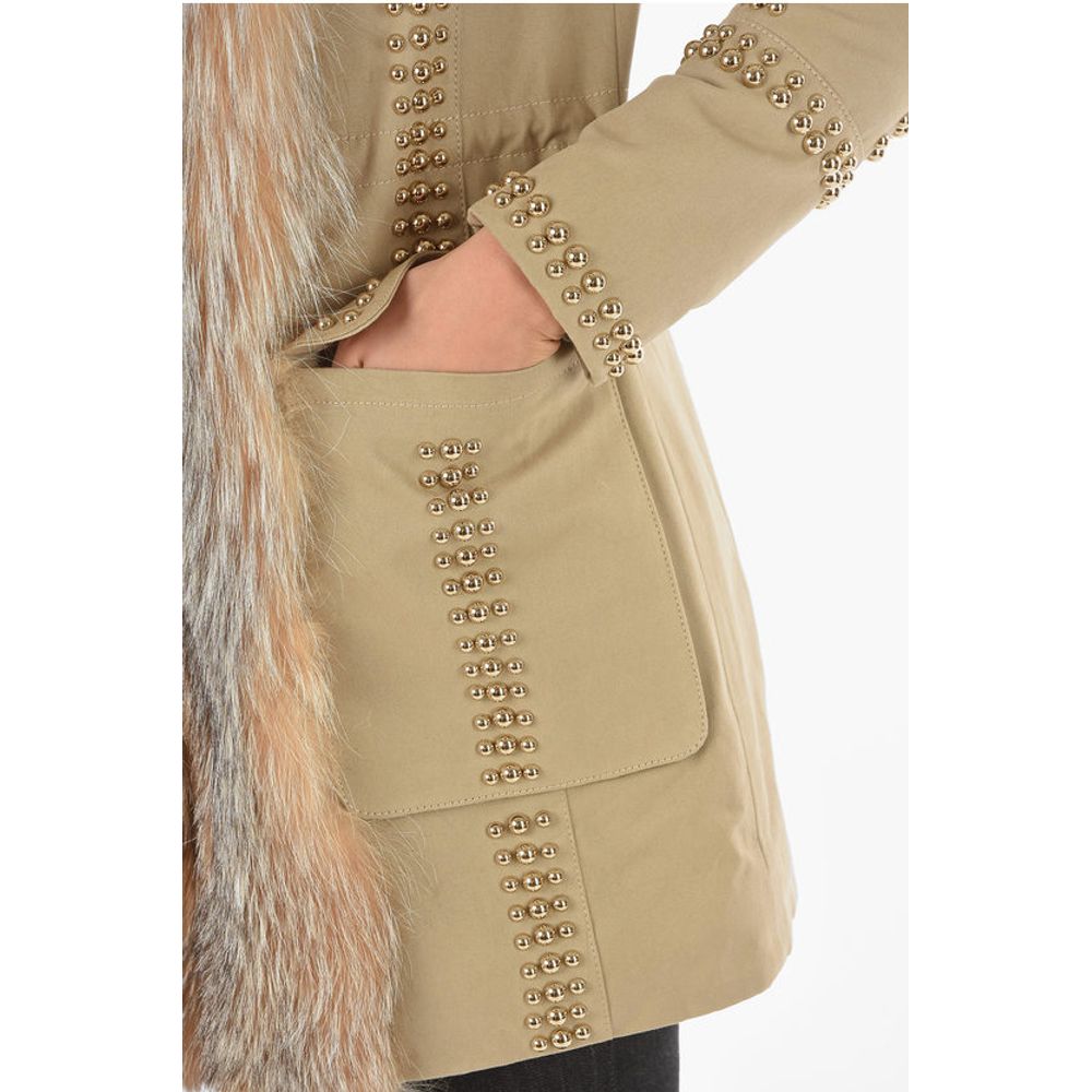 COUTURE Studded Fox Fur Edged AMAZING FUR Parka