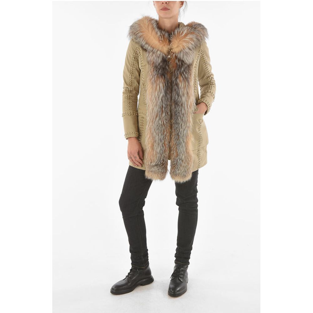 COUTURE Studded Fox Fur Edged AMAZING FUR Parka