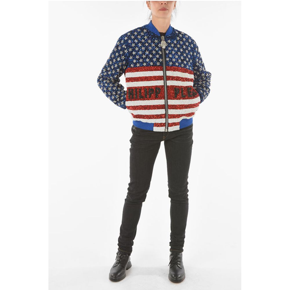 COUTURE All-Over Sequine and Crystal AMERICA Bomber Jacket