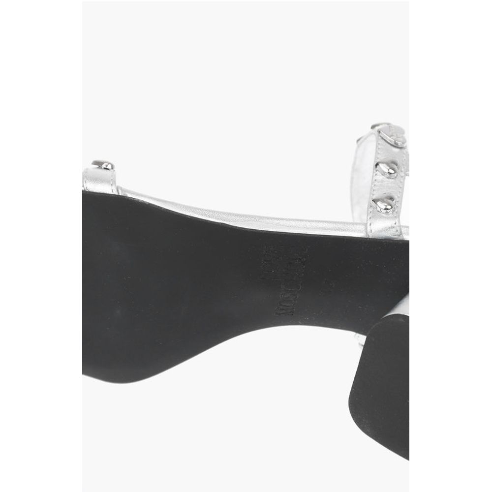 LOVE Laminated Leather Chunky Heel Sandals with Studs