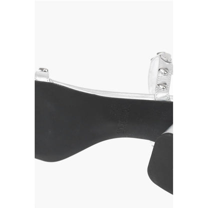 LOVE Laminated Leather Chunky Heel Sandals with Studs