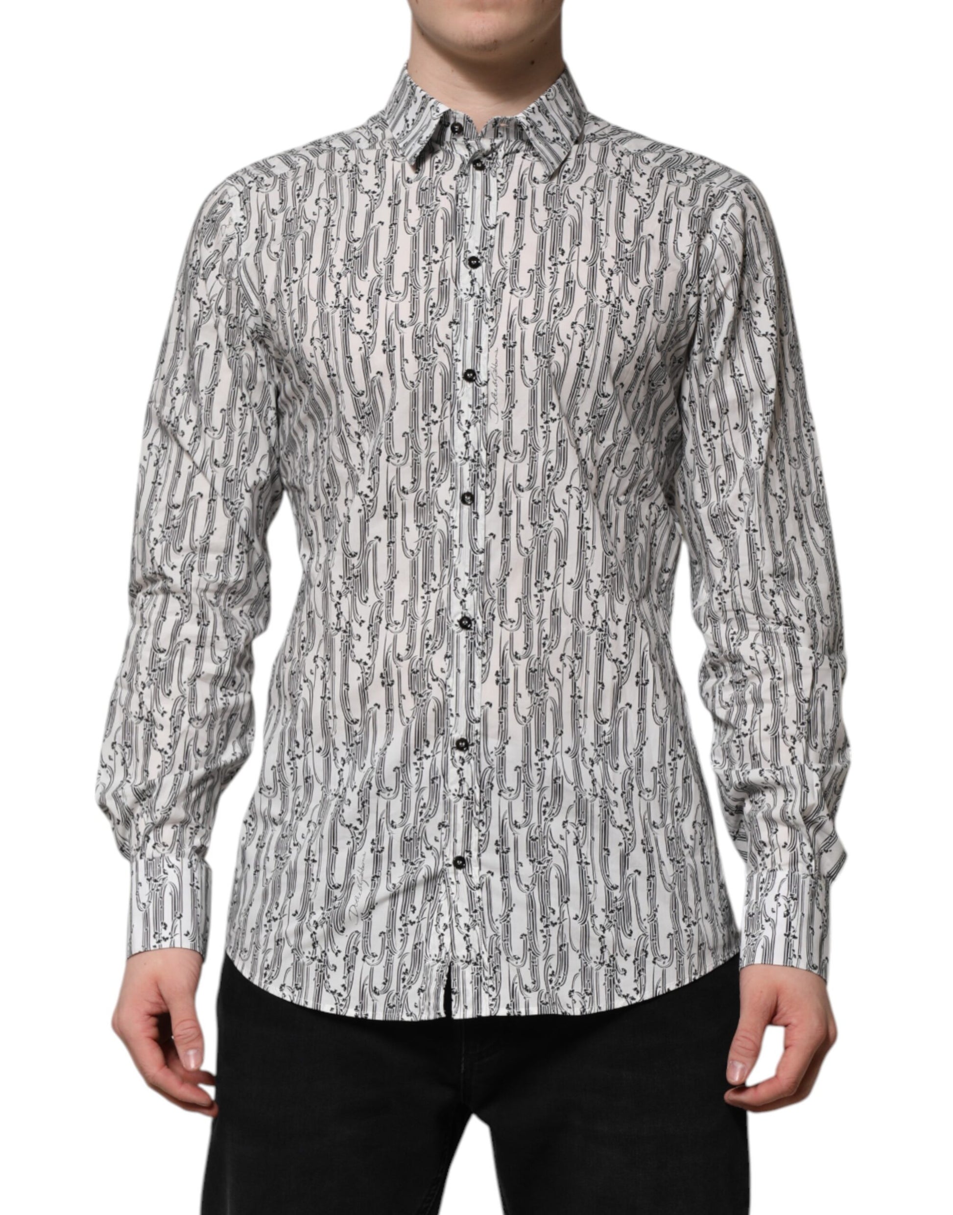 White Floral Print Casual Long Sleeves Shirt
