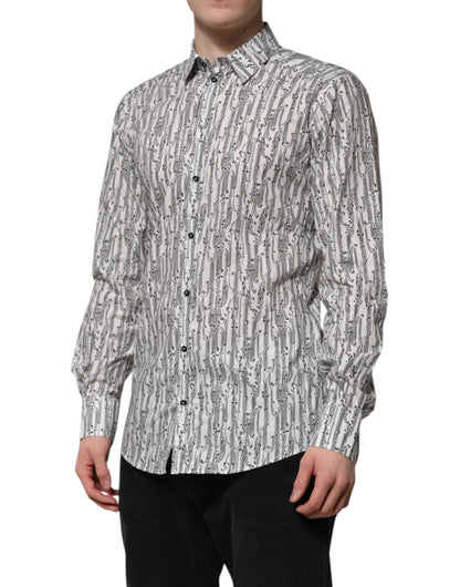 White Floral Print Casual Long Sleeves Shirt