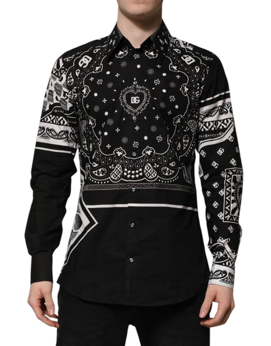 Black Cotton Bandana MARTINI Formal Dress Shirt