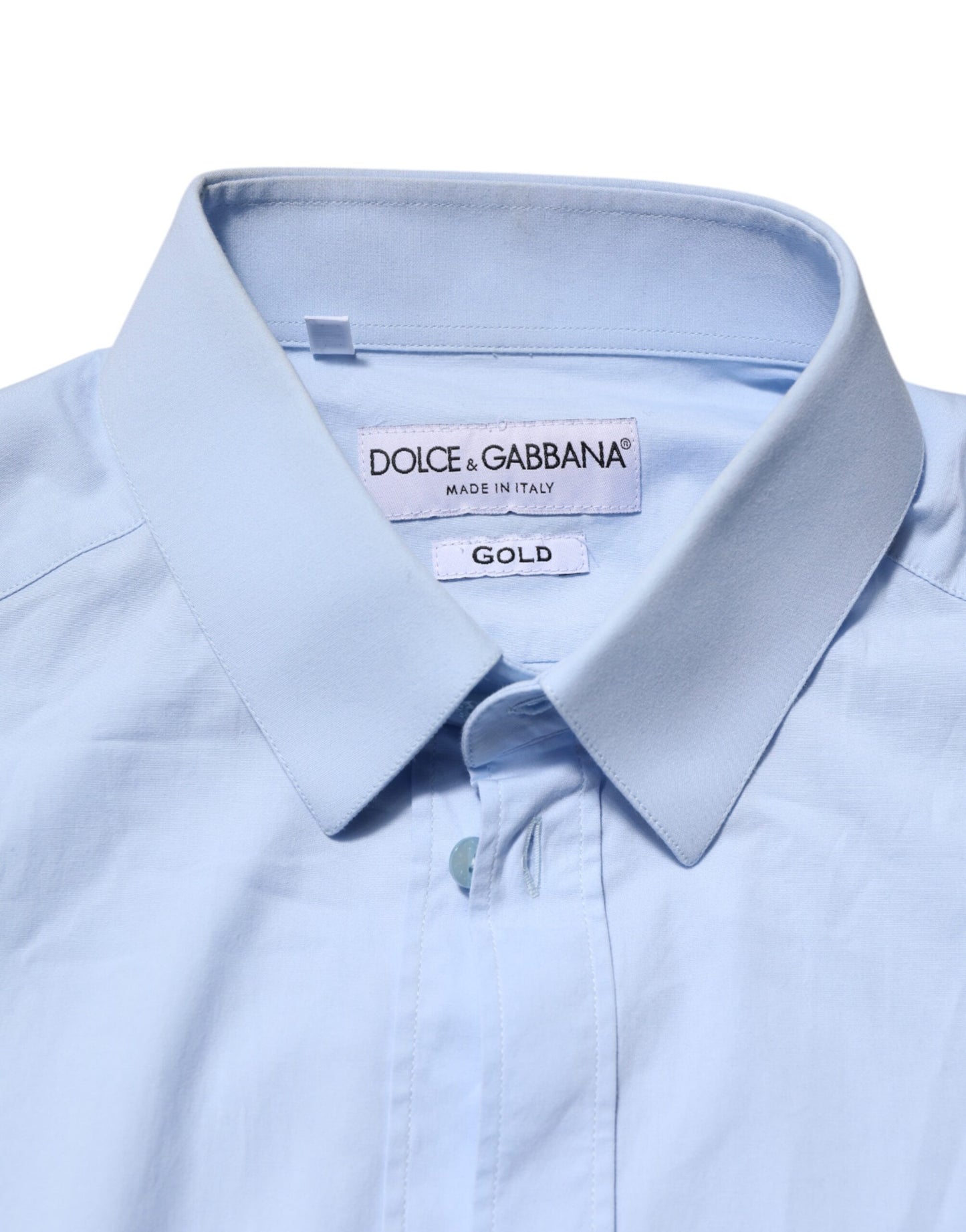 Sky Blue Cotton GOLD Long Sleeves Dress Shirt