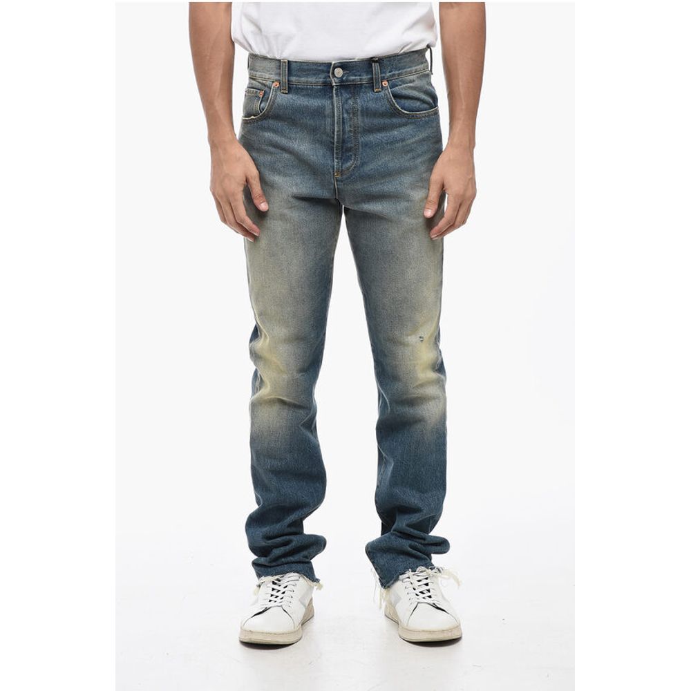 Skinny Fit Vintage Wash Denims with Fringed Hem 16cm