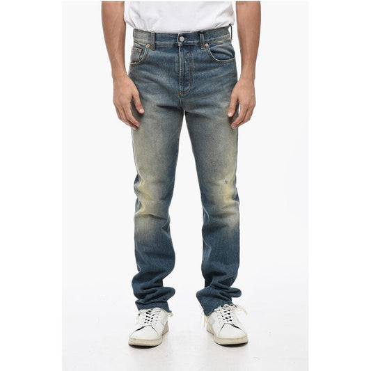 Skinny Fit Vintage Wash Denims with Fringed Hem 16cm