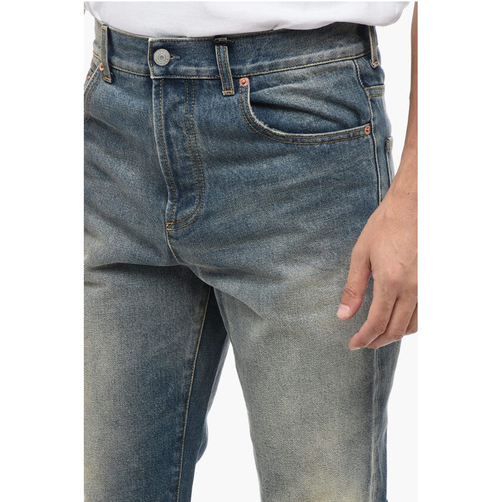 Skinny Fit Vintage Wash Denims with Fringed Hem 16cm